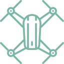 Icono lineal de dron con hélices