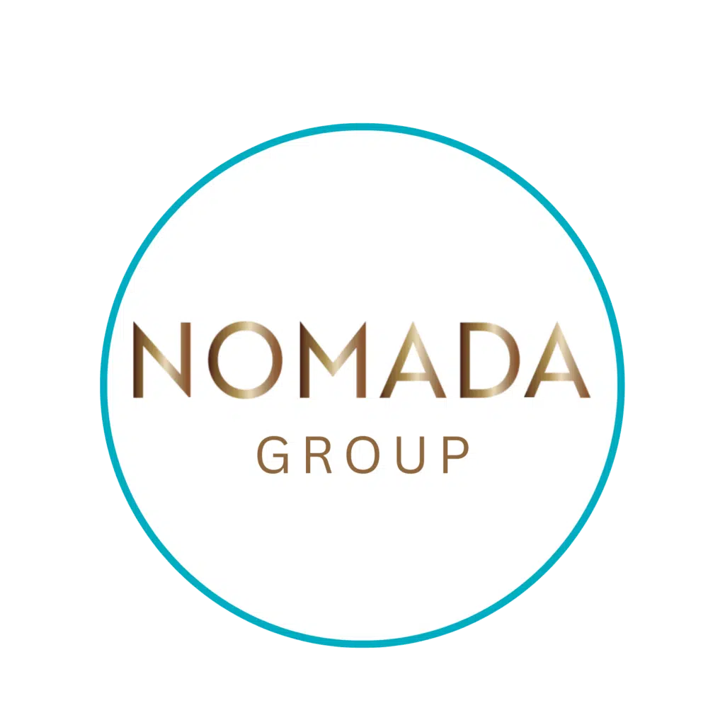 Logotipo circular de Nomada Group con borde turquesa